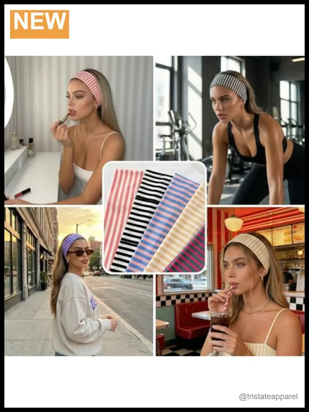 Wide Striped Headbands for Women Non Slip Yoga Sports Fashion